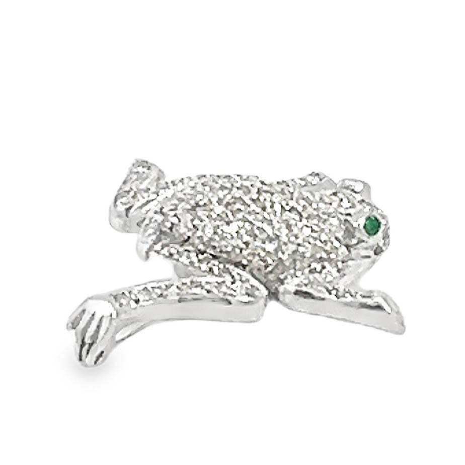 Diamond Frog Brooch Pin In New Condition For Sale In Beverly Hills, CA