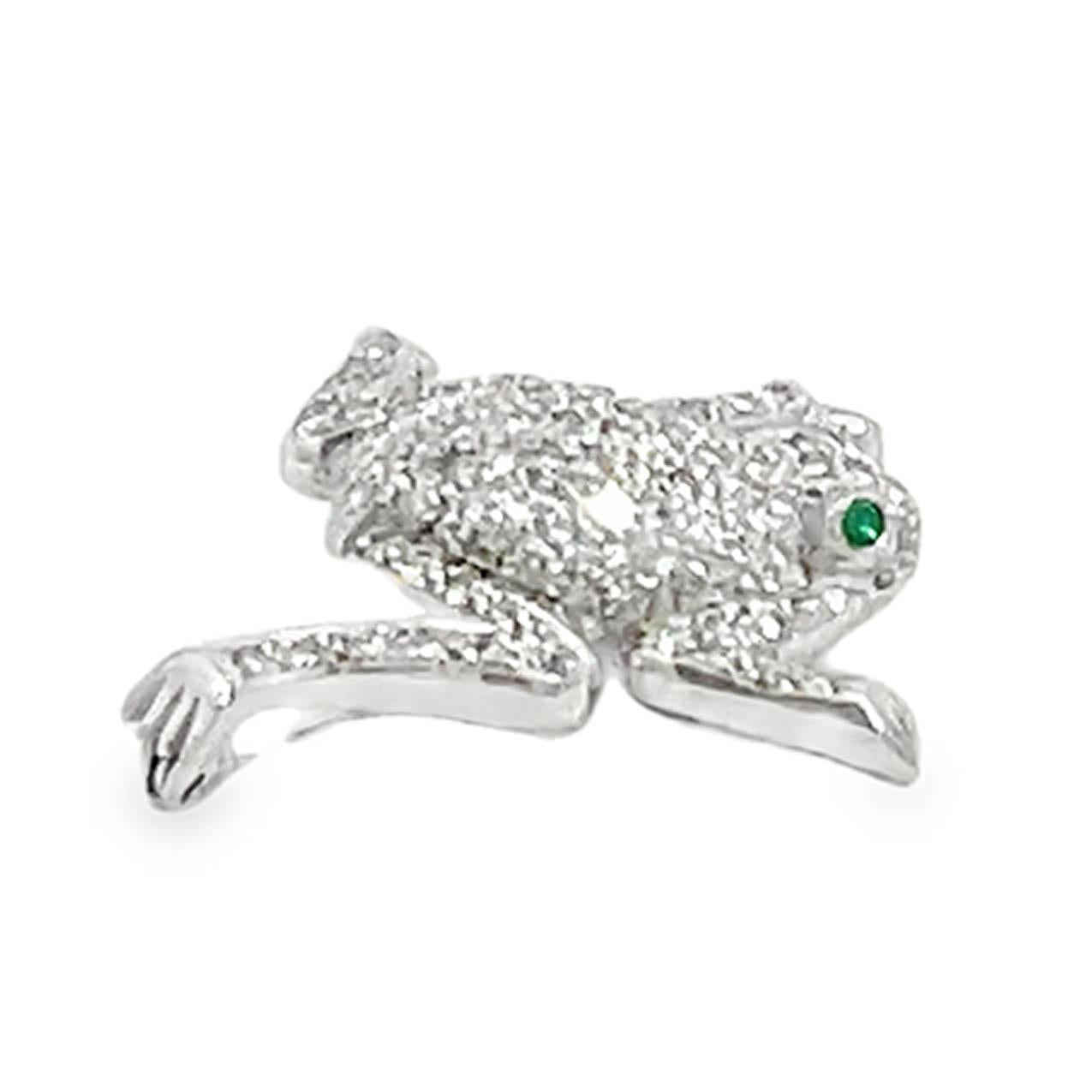 Women's or Men's Diamond Frog Brooch Pin For Sale