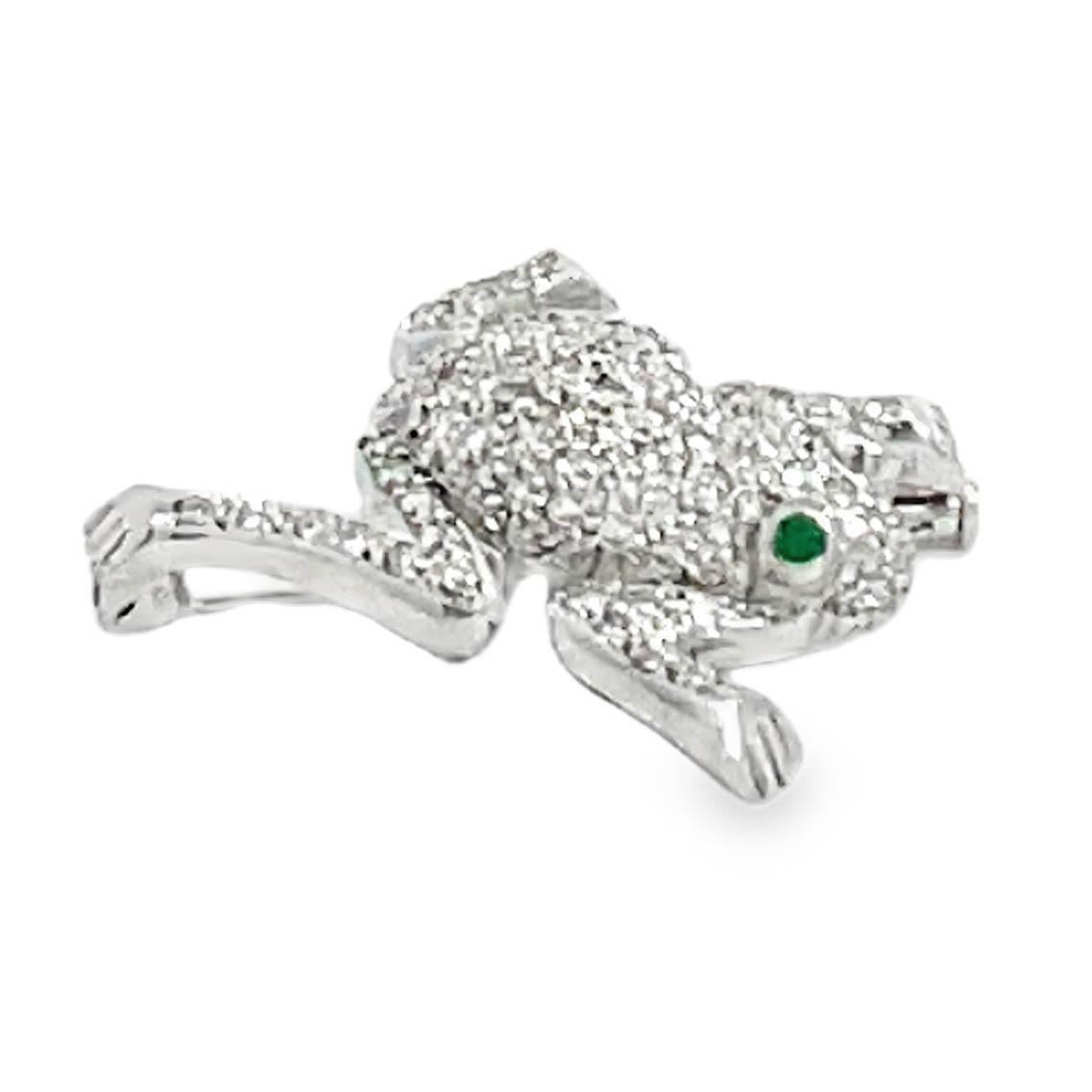 Diamond Frog Brooch Pin For Sale 1