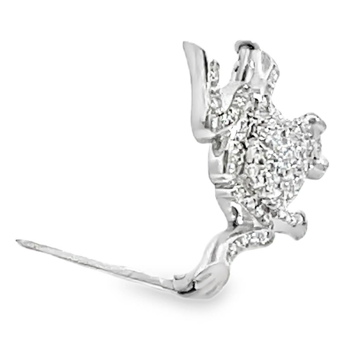 Diamond Frog Brooch Pin For Sale 2