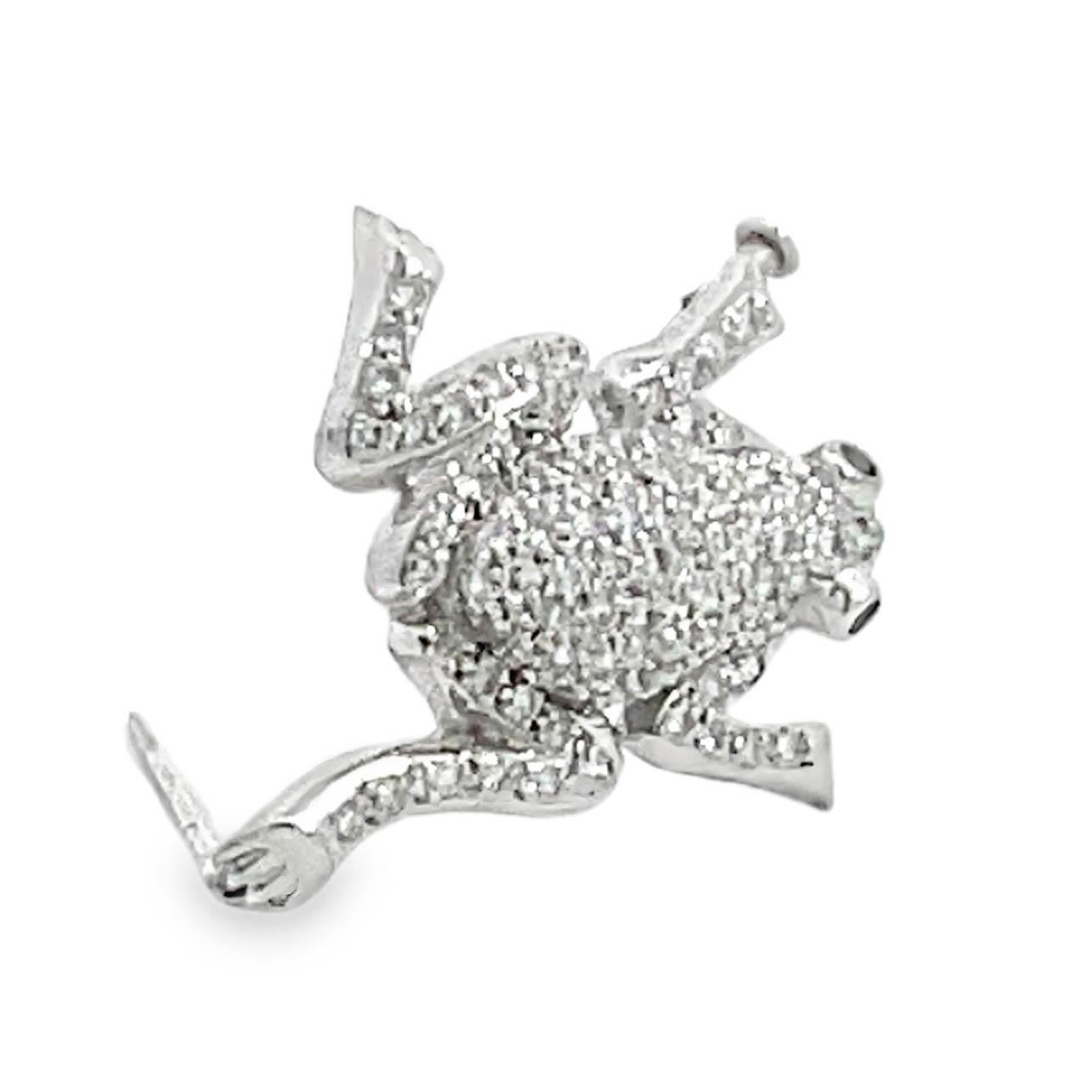 Diamond Frog Brooch Pin For Sale 3