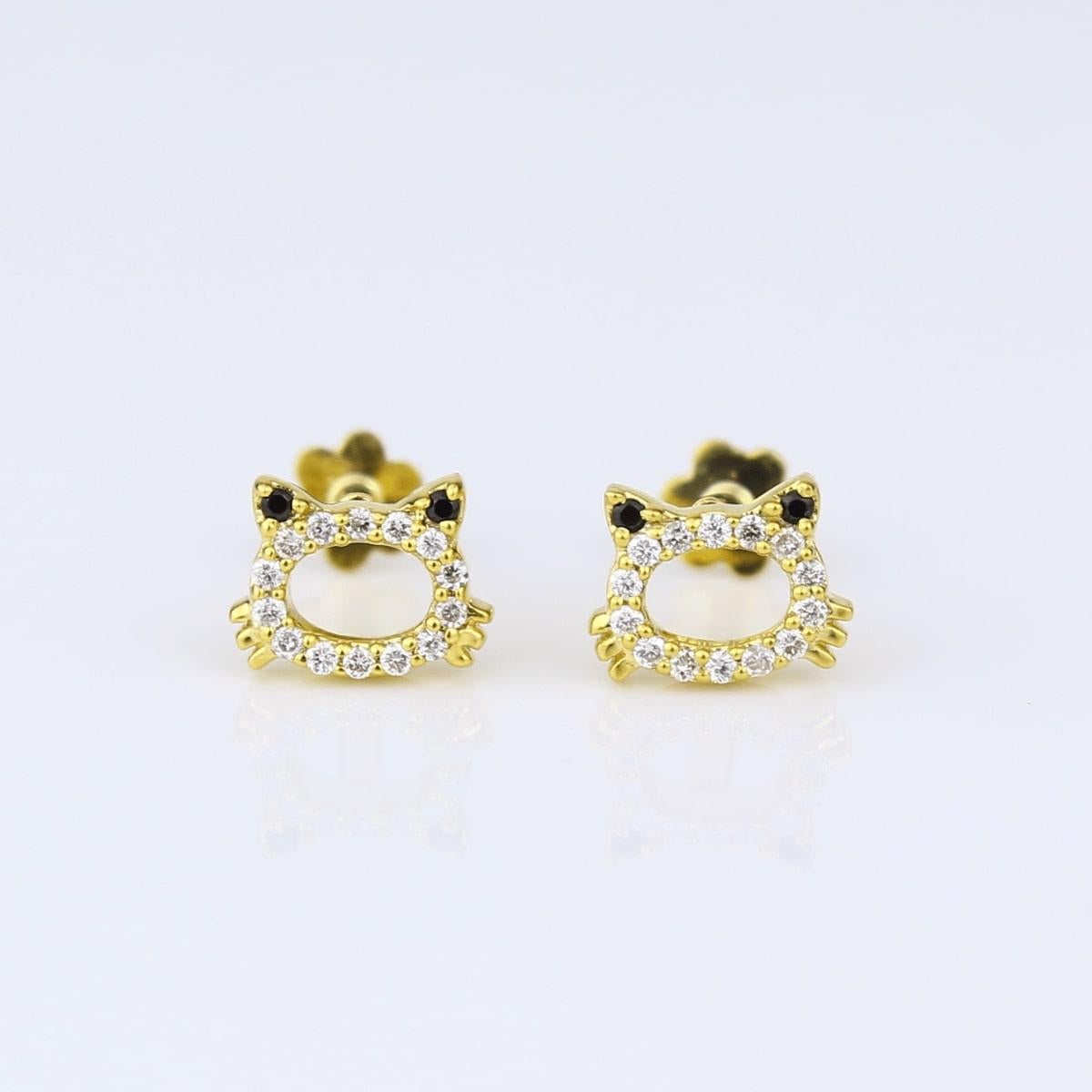 Art Deco Frog Diamond Stud Earrings in 14k Solid Gold (Certified) For Sale