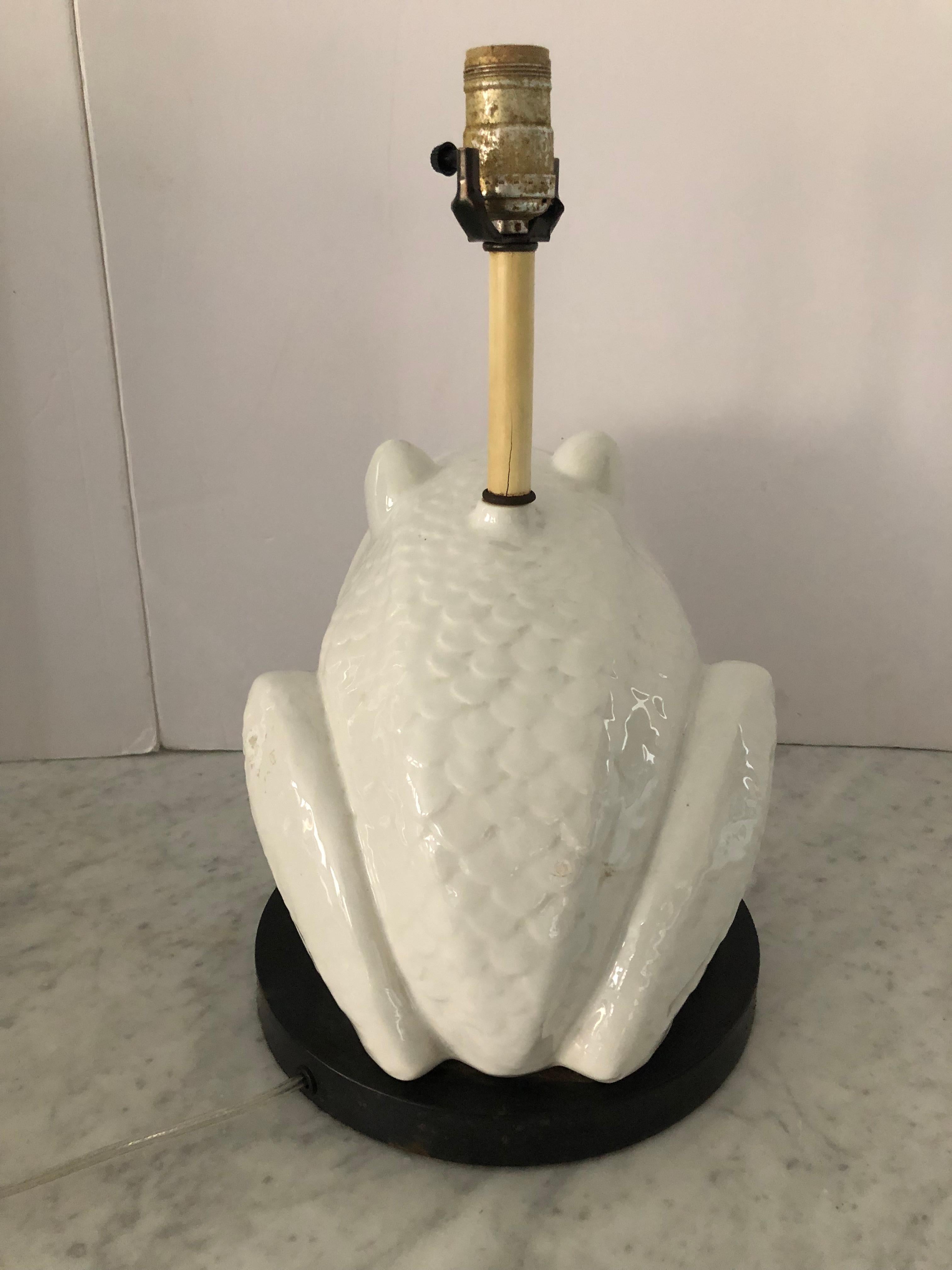 Mid-20th Century Frog Lover's Adorable White Ceramic Lamp