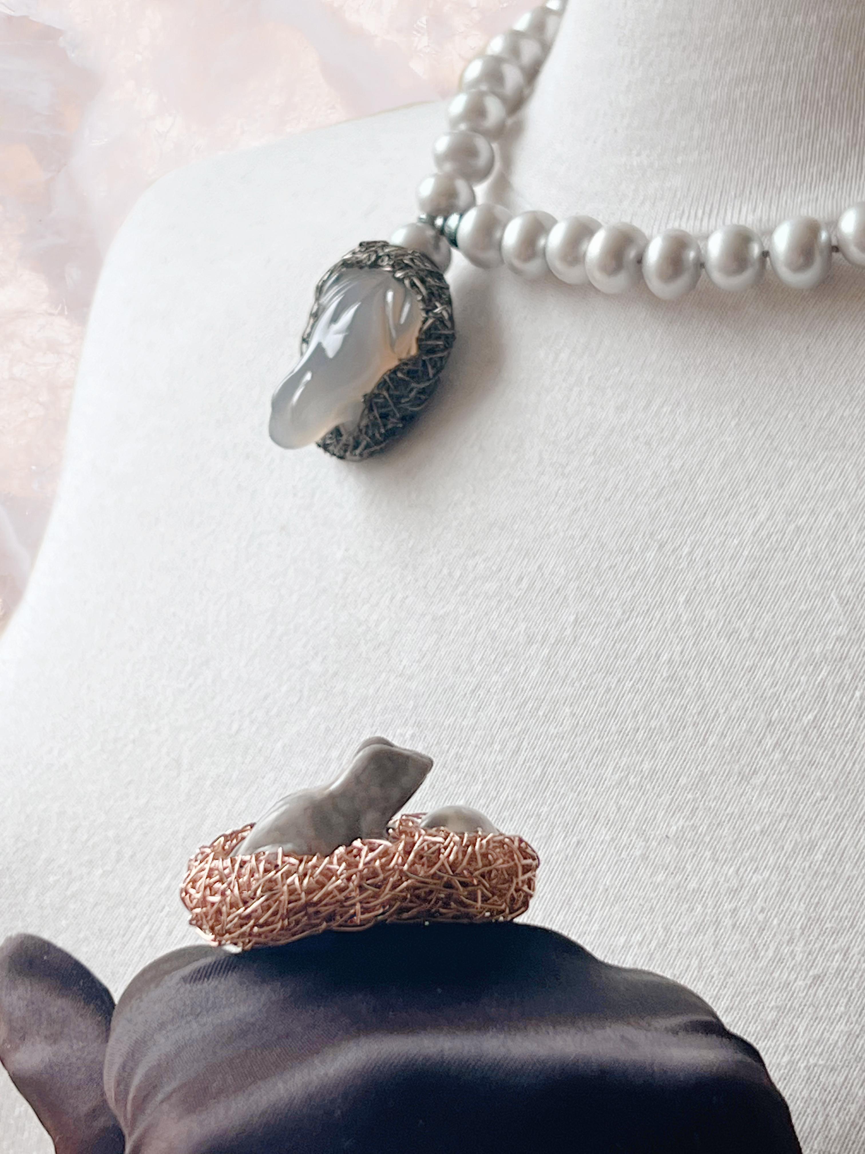 Women's or Men's Frog Pearl Different Stye Statement Ring 14k Rose Gold F One-of-Kind For Sale