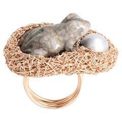 Frosch Perle Different Stye Statement Ring 14k Roségold F Unikat