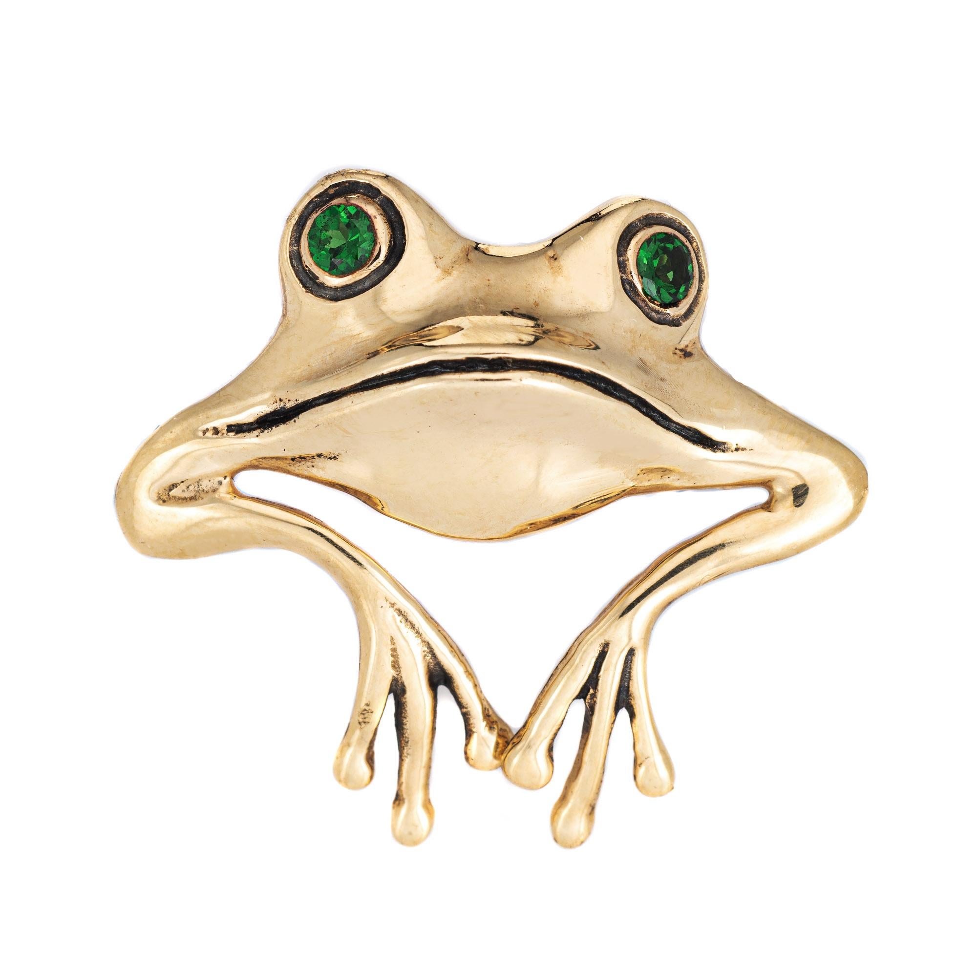 Modern Frog Pendant Enhancer Vintage 14k Yellow Gold Estate Fine Animal Jewelry