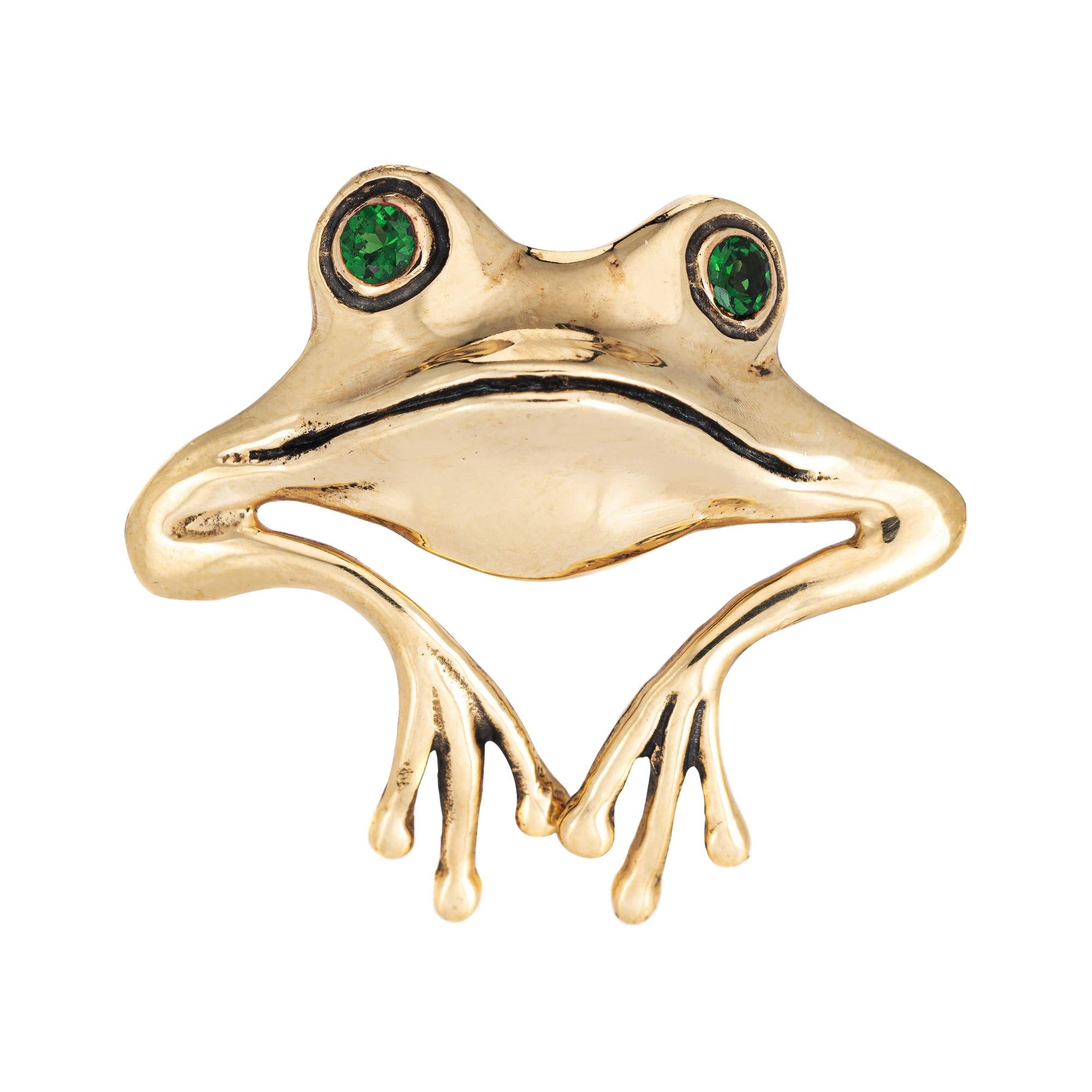 Frog Pendant Enhancer Vintage 14k Yellow Gold Estate Fine Animal Jewelry