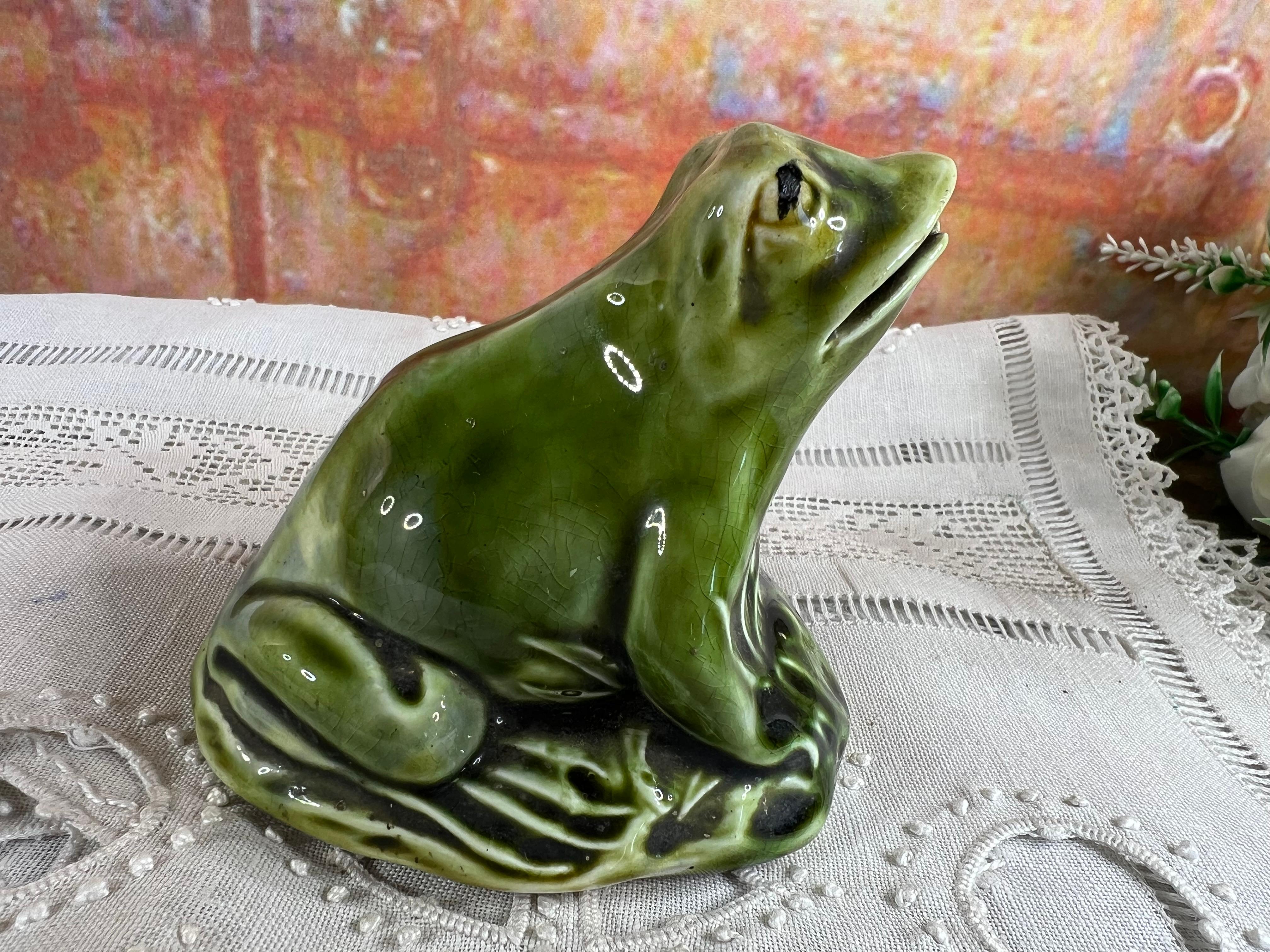 French Frog Piggy Bank in Onnaing Majolica - Circa 1900