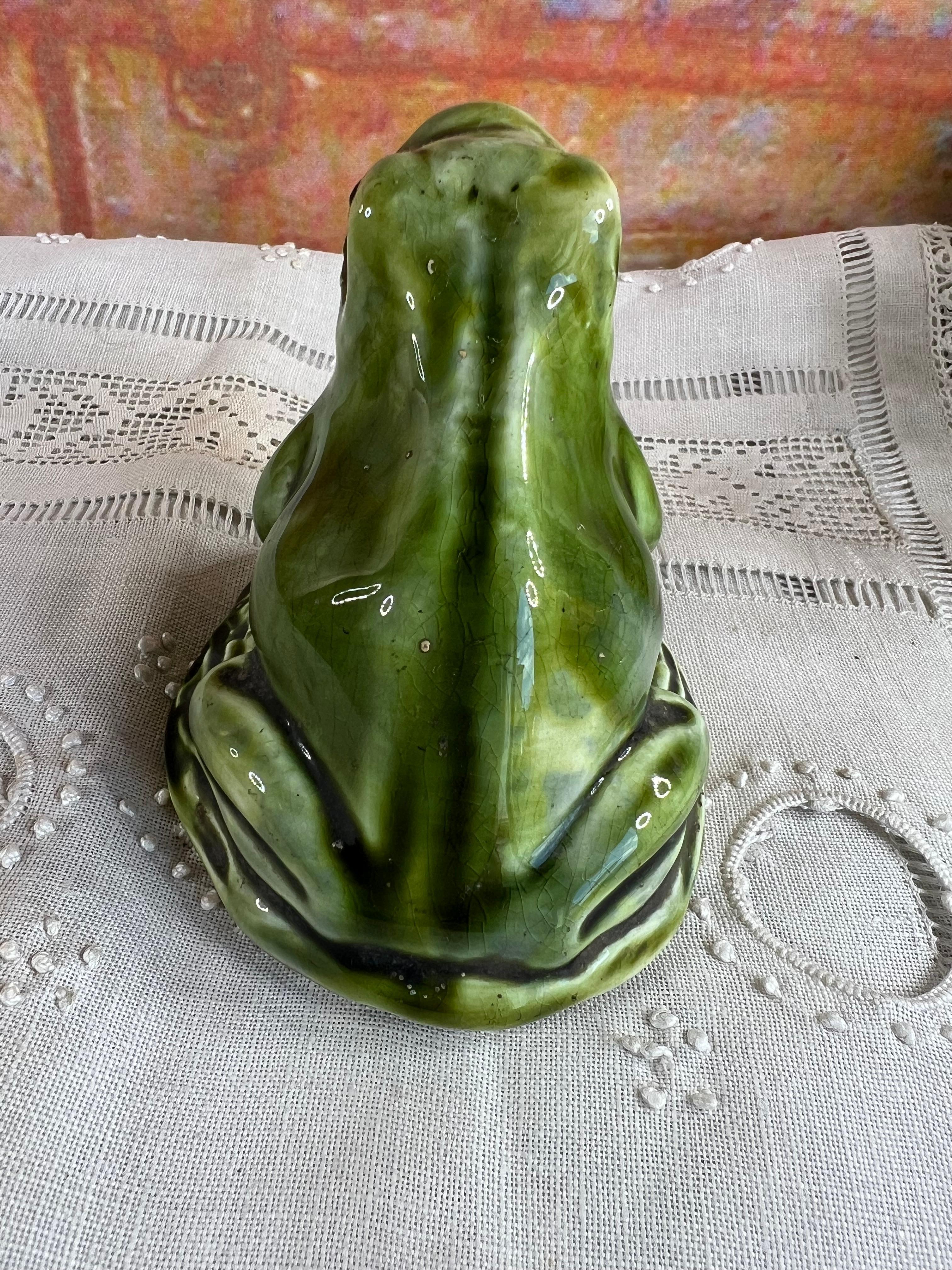 20th Century Frog Piggy Bank in Onnaing Majolica - Circa 1900