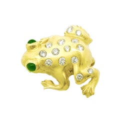 Frog Pin with Diamonds and a Satin Finish