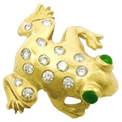 Frog Pin with Diamonds and a Satin Finish