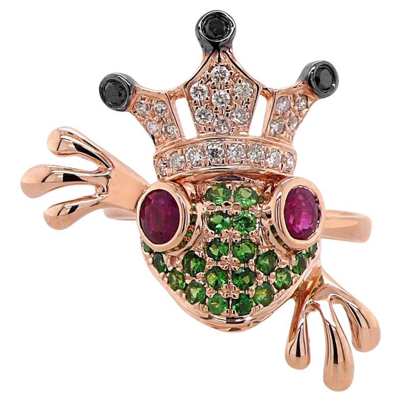 Frosch Pink Ruby Diamond Pave
Grüner Granat 18K Rose Gold Animal Pin Brosche
