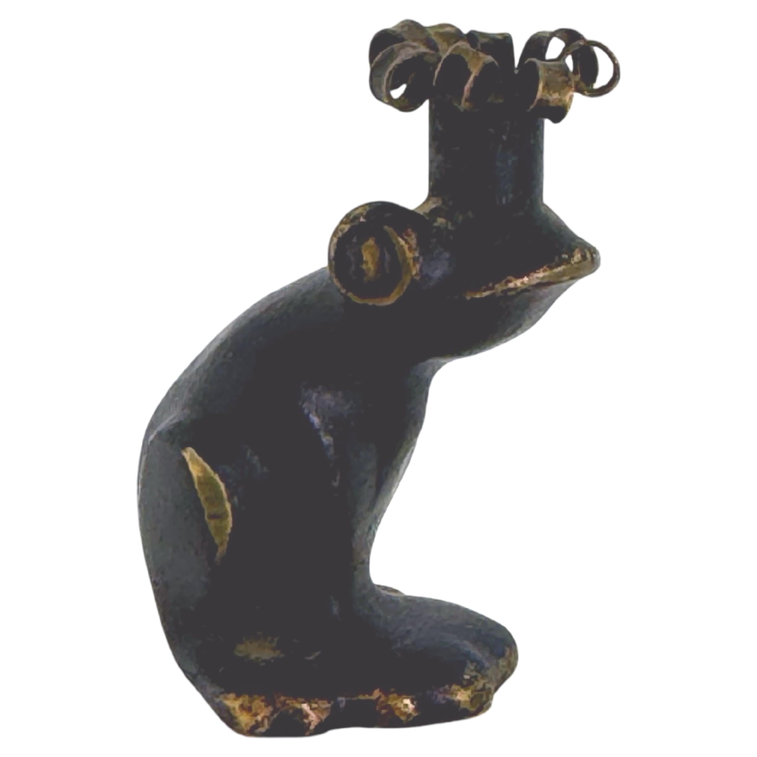 Frog Prince Bronze Pen Holder Figurine by Walter Bosse, Vienna Austria 1950s For Sale