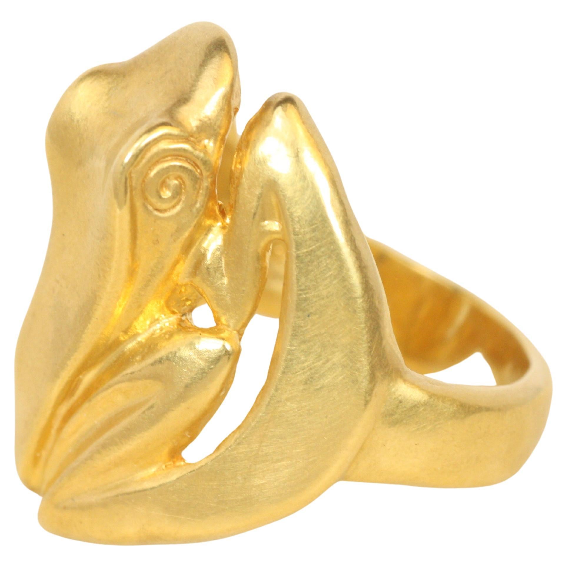 Frosch Ring in 22K Gelbgold - Pre-Columbianisch inspiriert von Bracken Jewelers