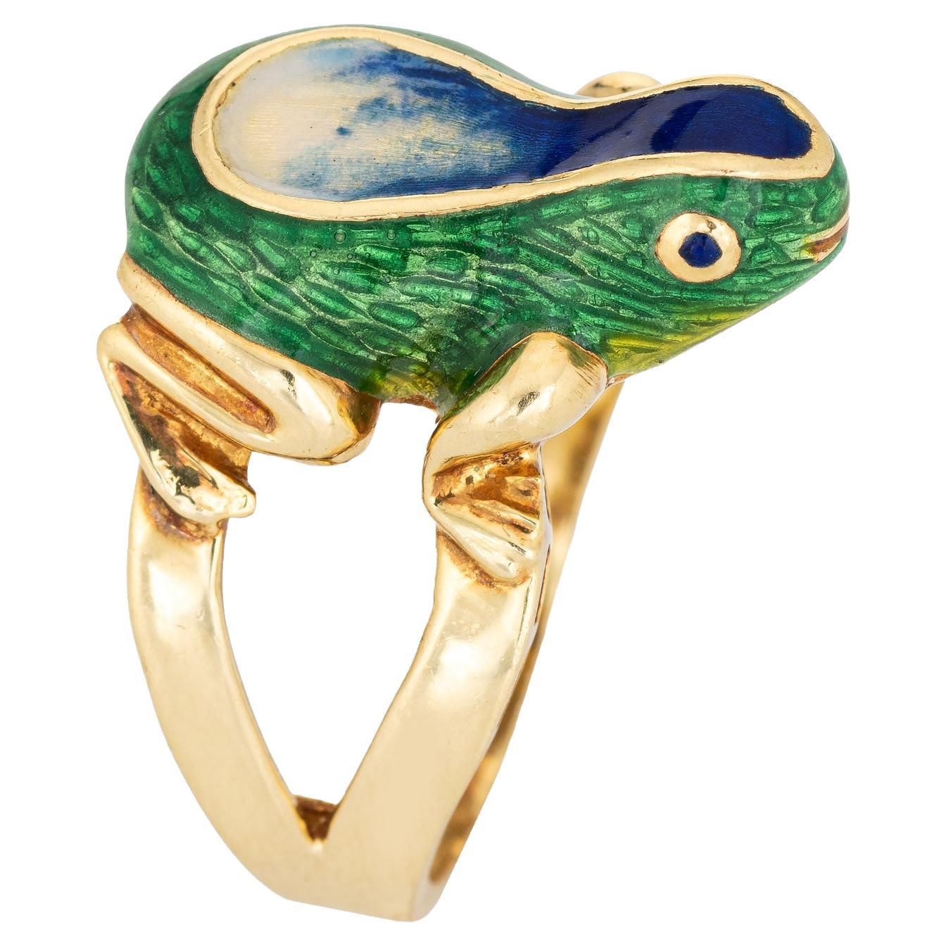 Vintage Snake Ring 18 Karat Gold Enamel Flexible Estate Fine Jewelry
