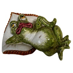 Rana Scultura Figurina in Rerra Cotta Smaltata firmata Ceccarelli Italia
