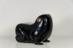 Frog Seat, Black Lacquer by Robert Kuo, Hand Repousse, Limited Edition