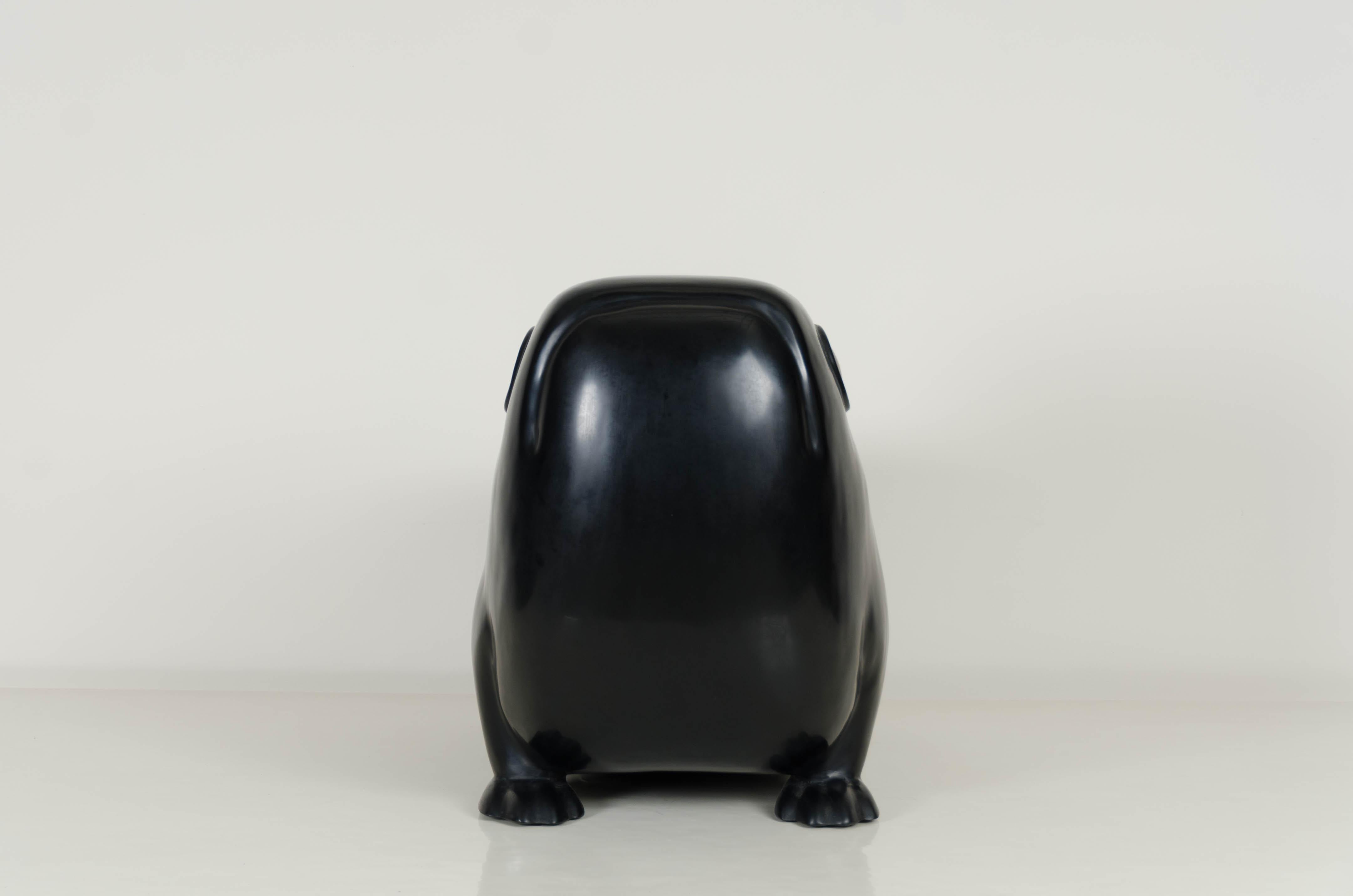 Frog Seat, Black Lacquer by Robert Kuo, Hand Repousse, Limited Edition In New Condition For Sale In Los Angeles, CA
