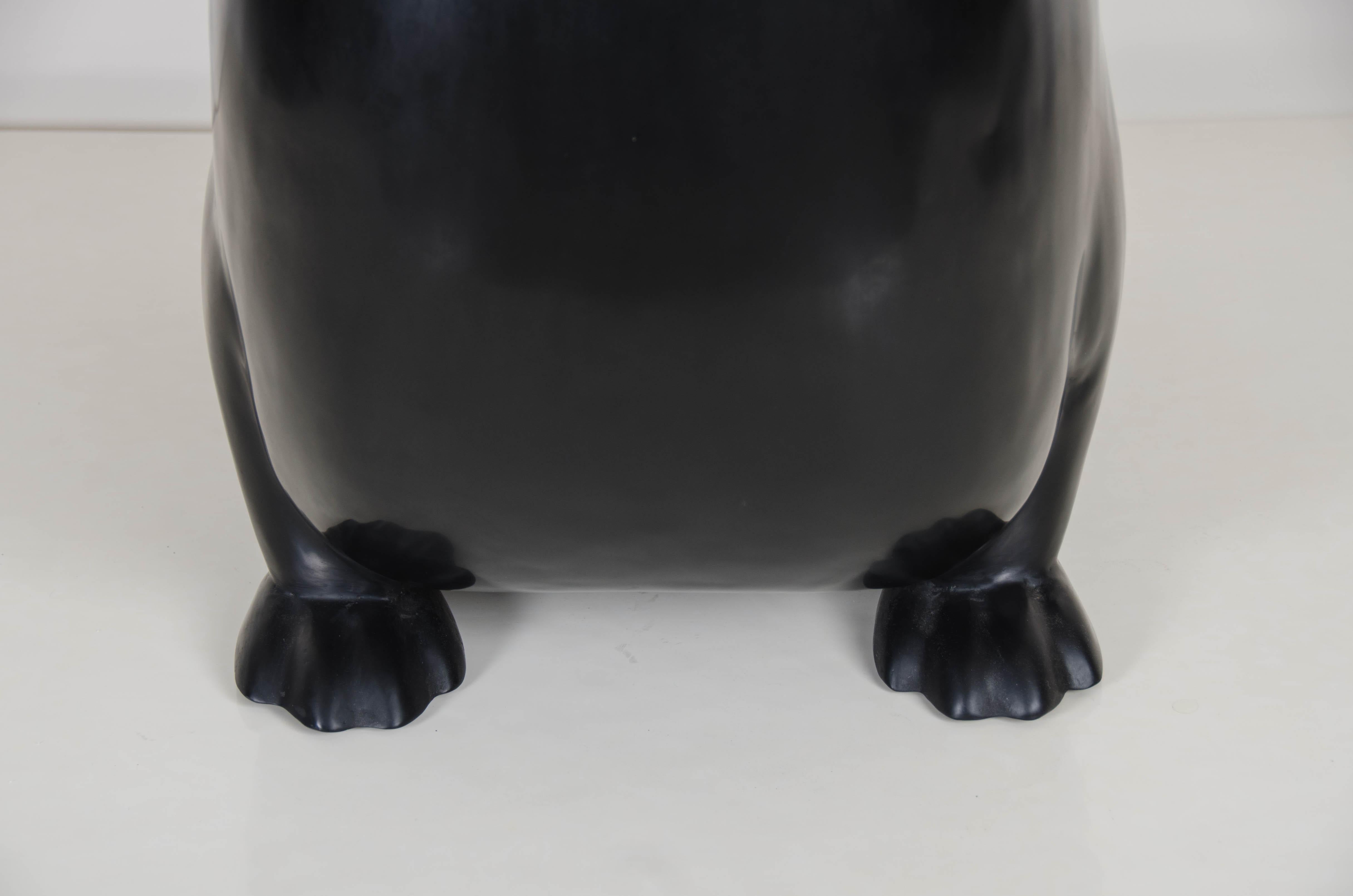 Contemporary Frog Seat, Black Lacquer by Robert Kuo, Hand Repousse, Limited Edition For Sale