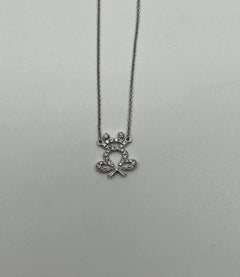 Frog Symbol Diamonds Halo Motif 18K Karat White Gold Pendant Chain Necklace
