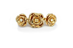 Frohmann 3 Roses 18 Carat Gold with Diamonds on 2 Fingers Ring
