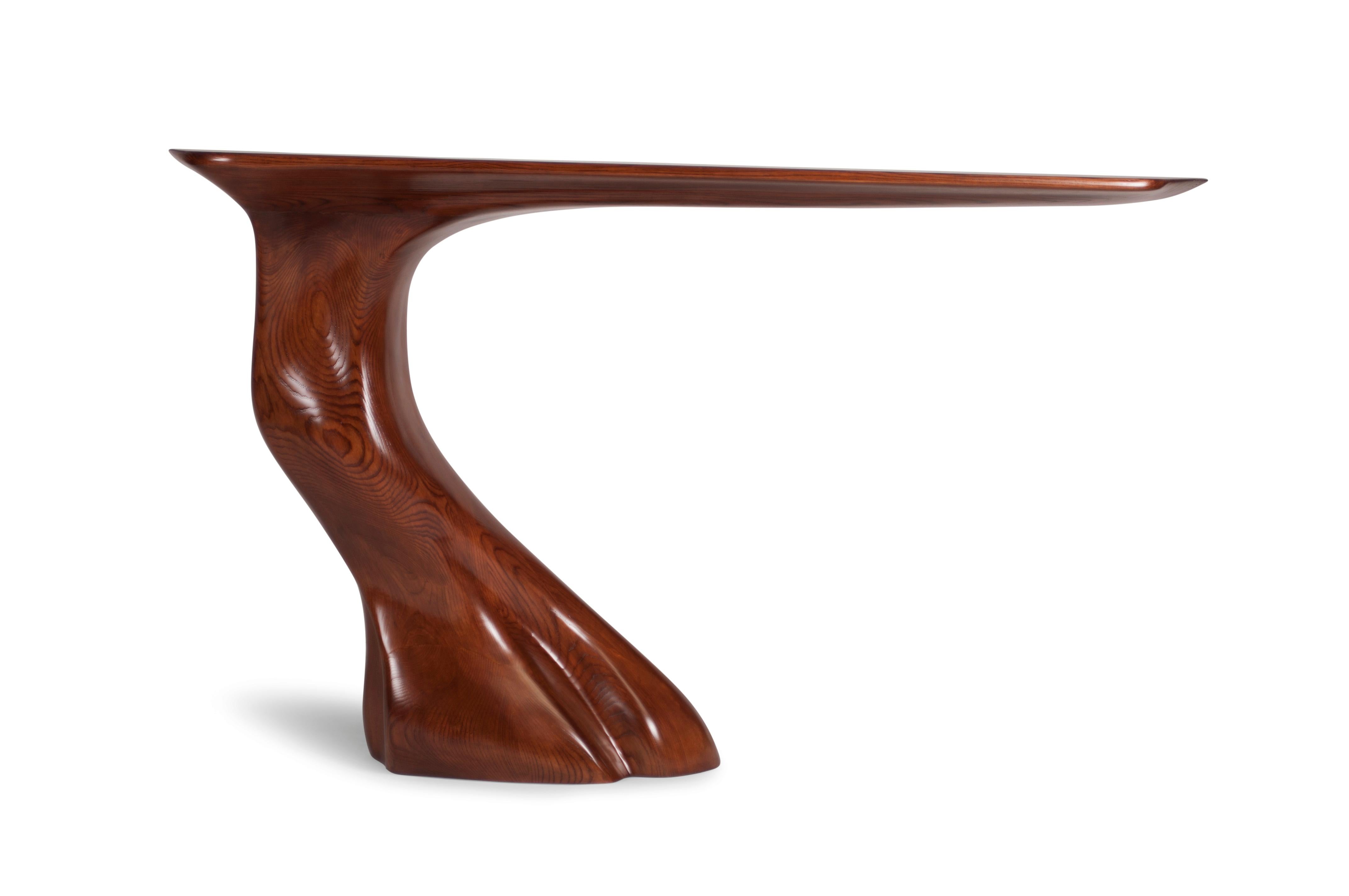 American Amorph Frolic wall mounted console table in Walnut stain on Ash wood For Sale