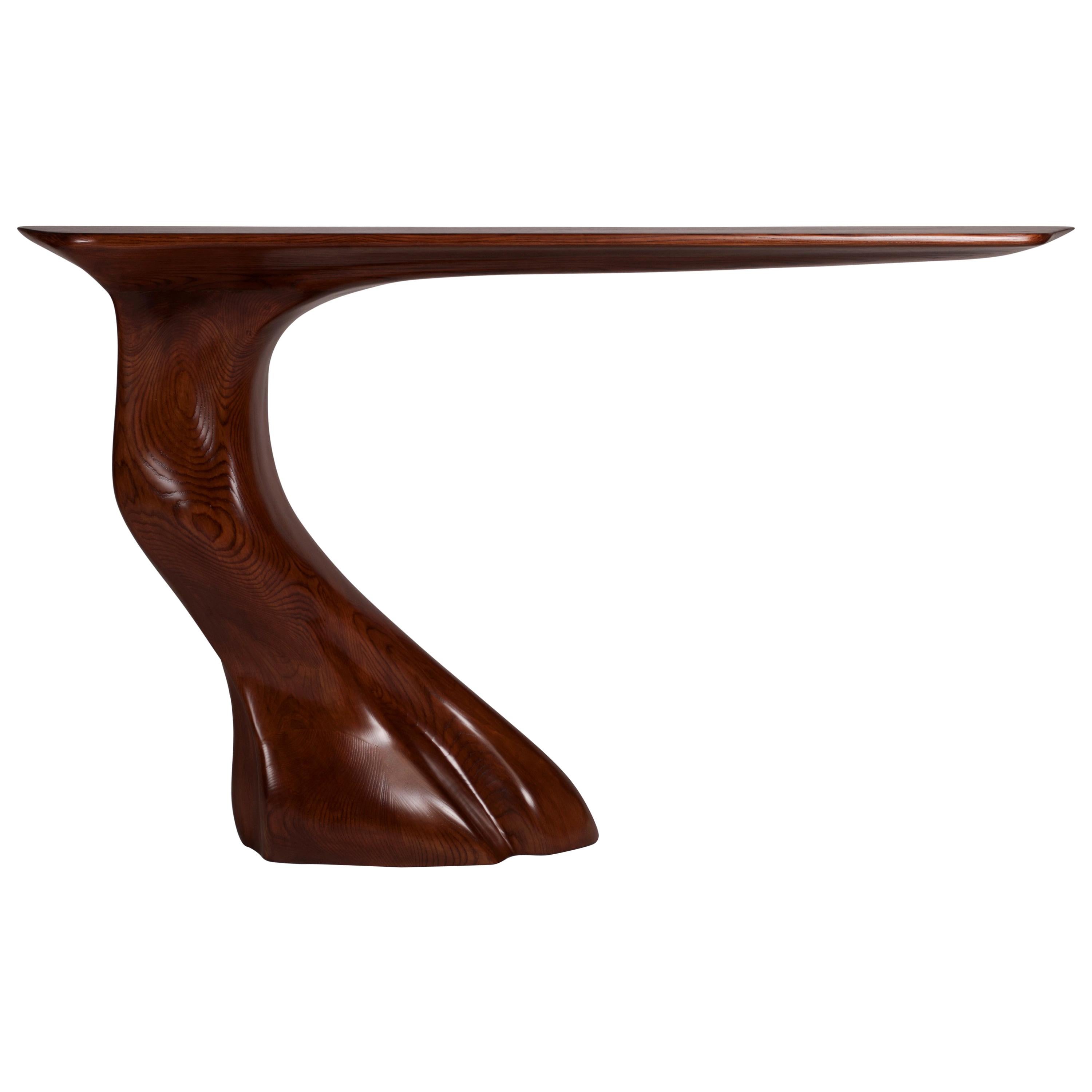 Amorph Frolic wall mounted console table in Walnut stain on Ash wood For Sale