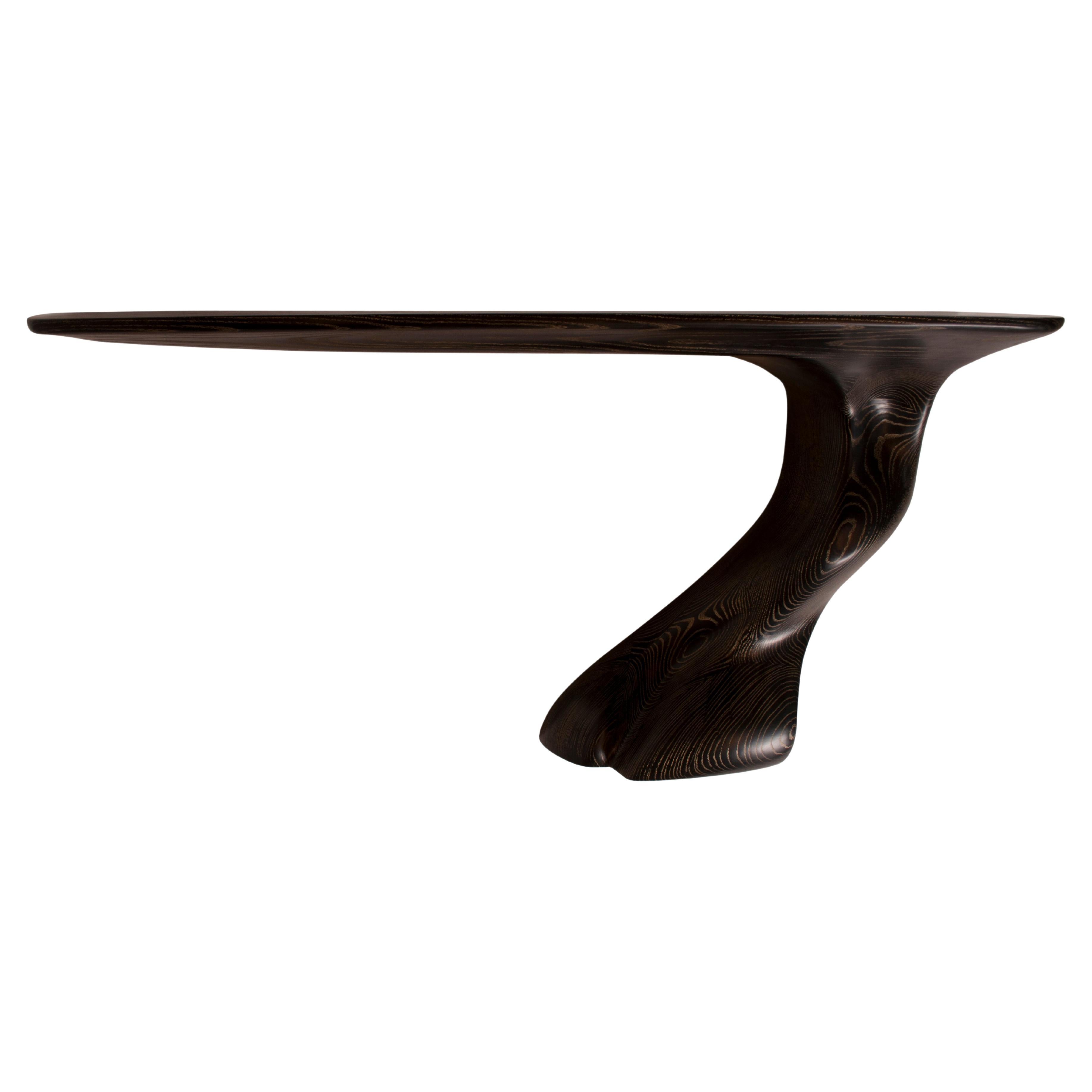 Frolic Modern Wall Mounted Console Golden Ebony Stain on Ash wood Facing Right For Sale