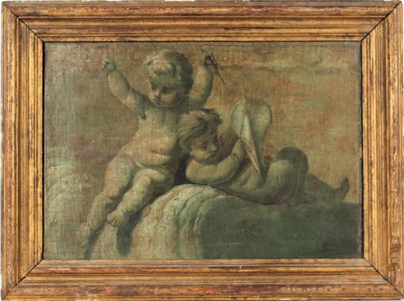 Frolicking Cherubs or Putti Oil on Canvas 4