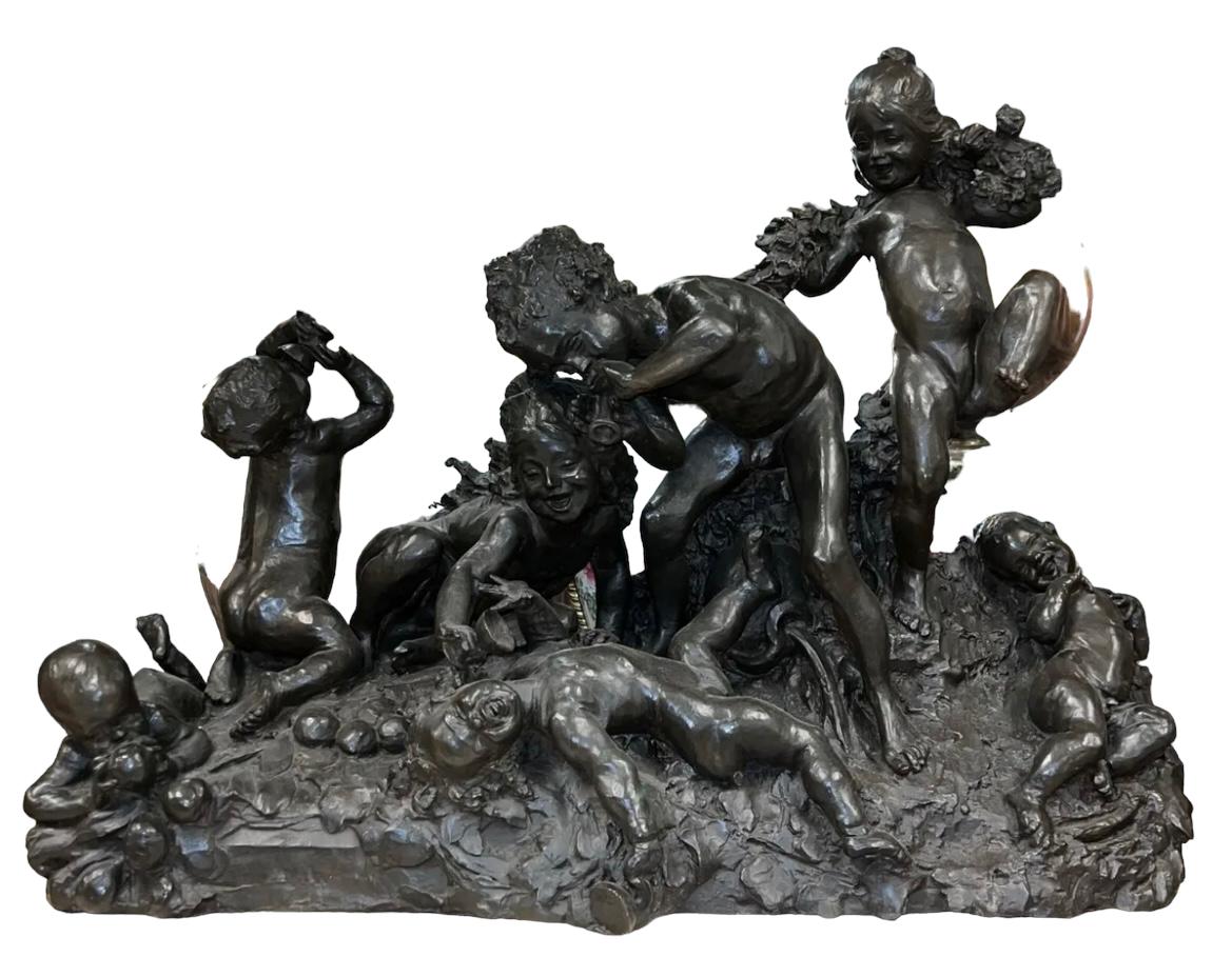 Frolicking Putti Bronze Sculpture After Joseph Gustave Cheret (1838-1894)  For Sale 3