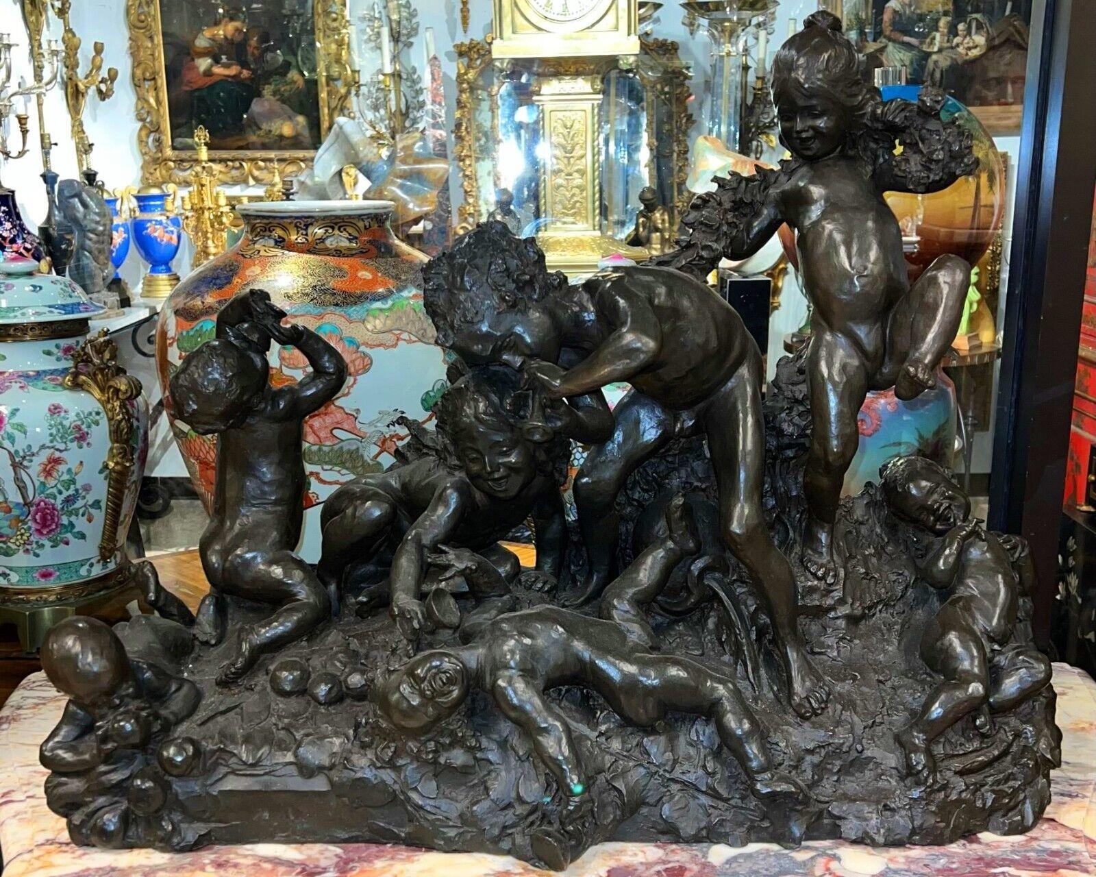 Frolicking Putti Bronze Sculpture After Joseph Gustave Cheret (1838-1894)  For Sale 1