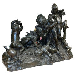 Frolicking Putti Bronze Sculpture After Joseph Gustave Cheret (1838-1894)