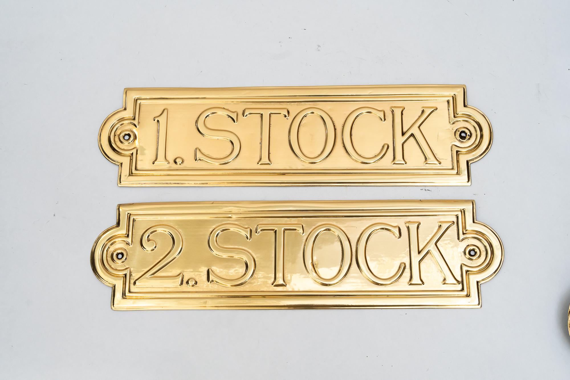 Art Deco From 1st to 4th floor brass sign vienna around 1920s For Sale