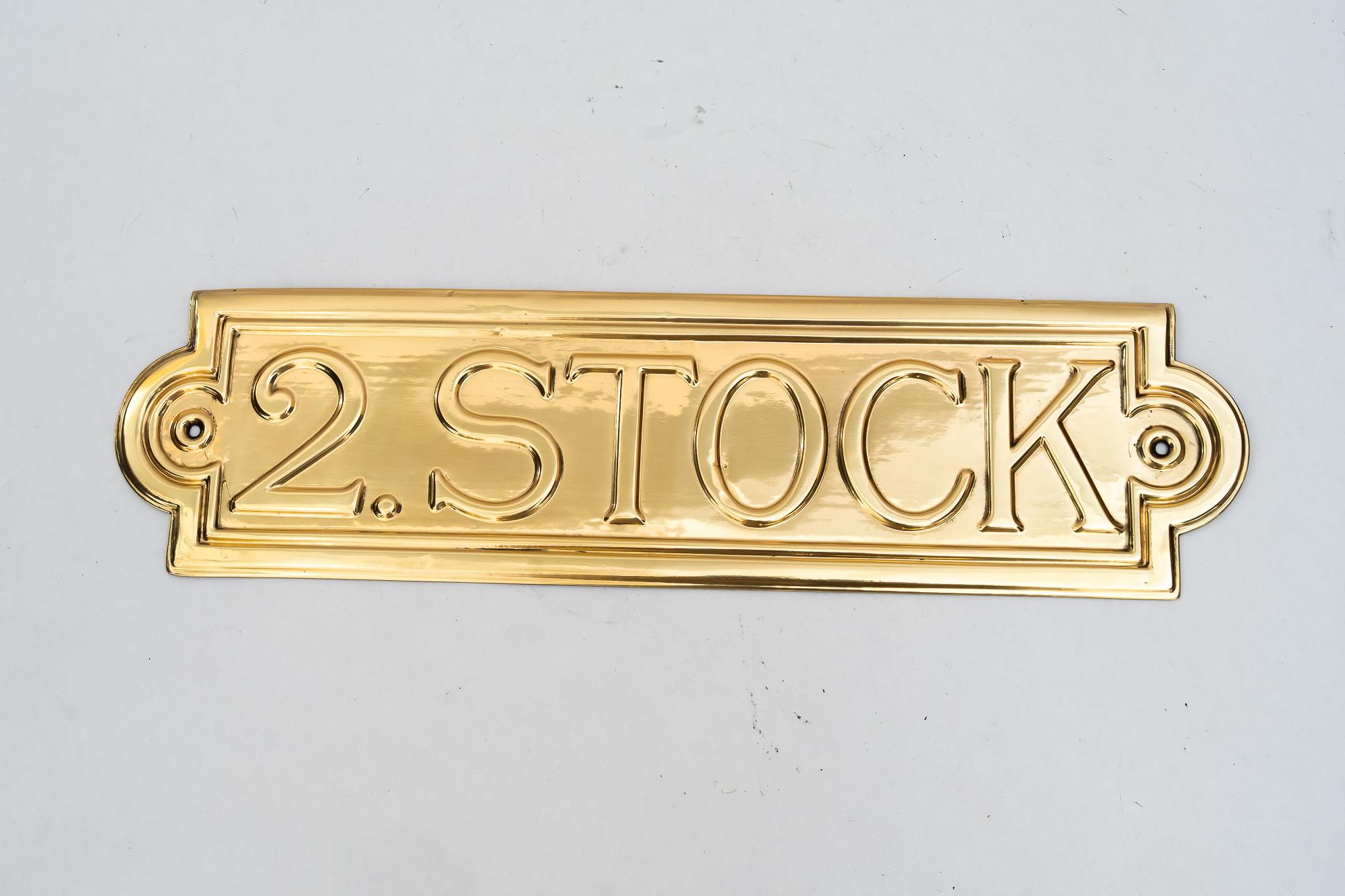 Austrian From 1st to 4th floor brass sign vienna around 1920s For Sale