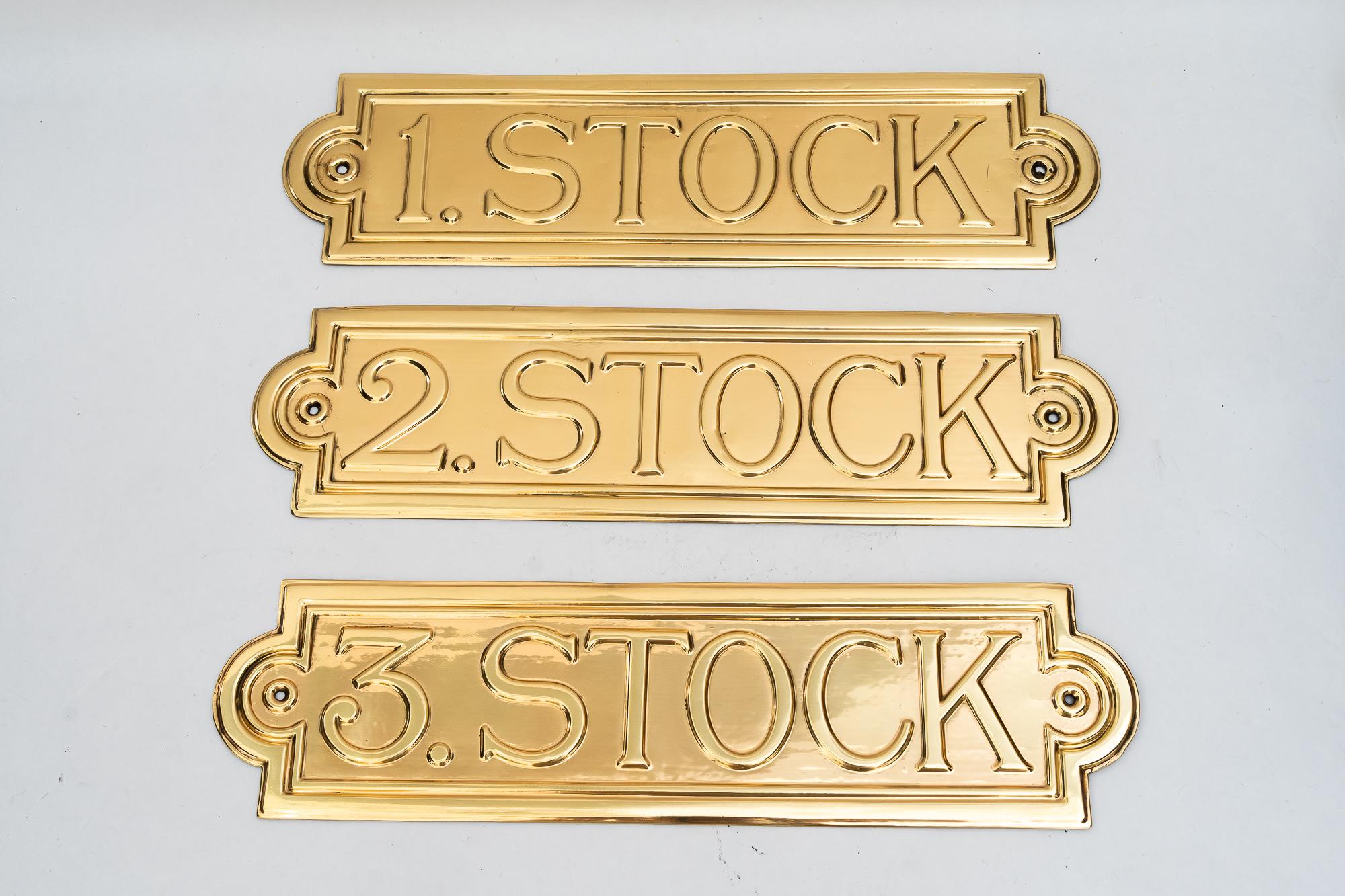 Lacquered From 1st to 4th floor brass sign vienna around 1920s For Sale