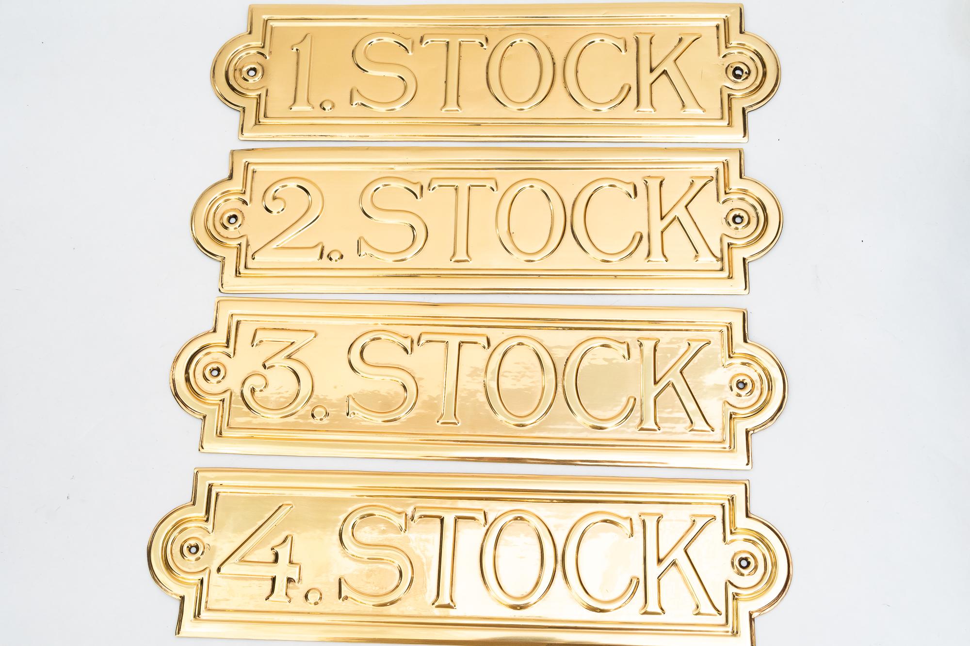 Early 20th Century From 1st to 4th floor brass sign vienna around 1920s For Sale