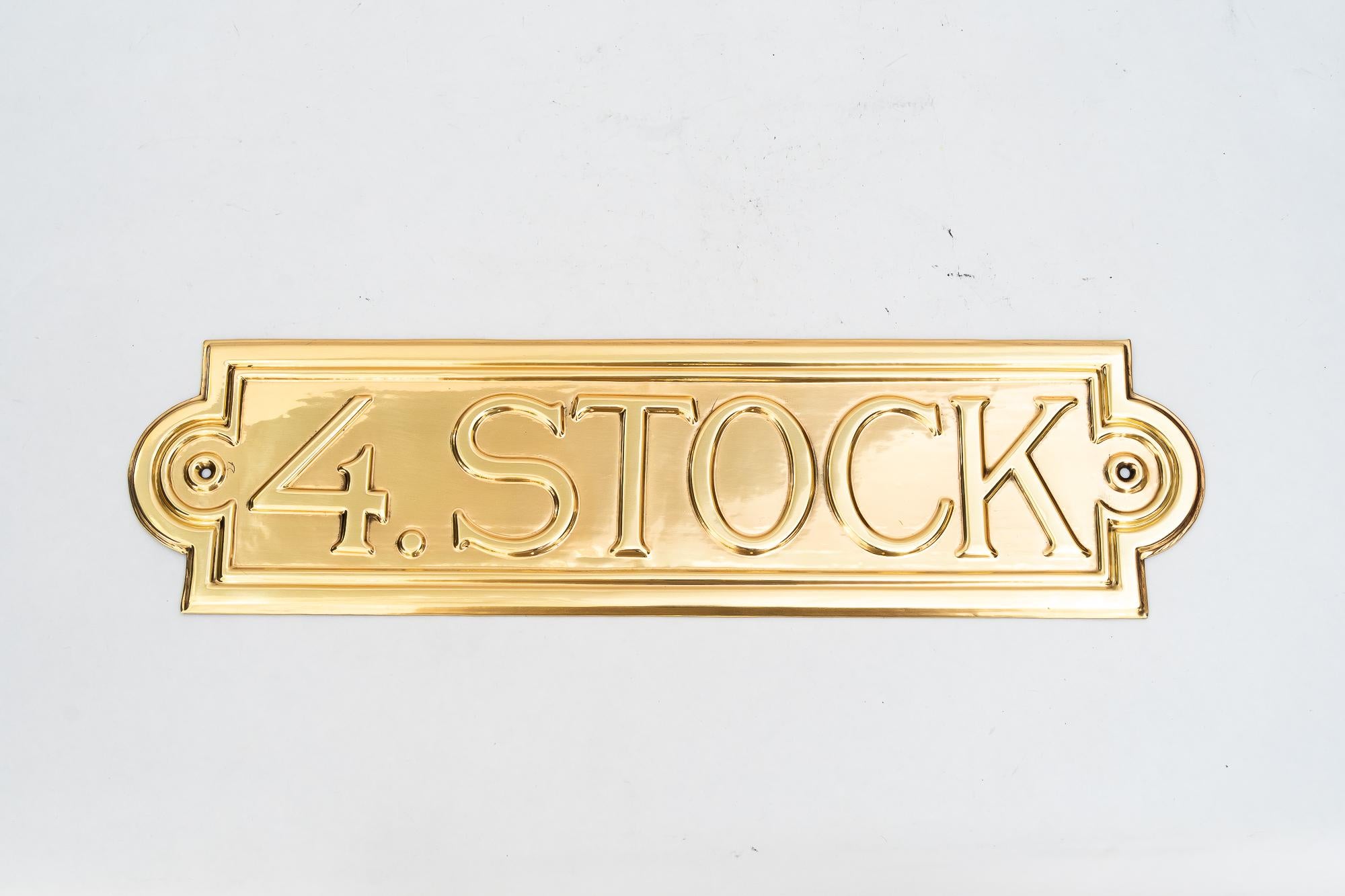 Brass From 1st to 4th floor brass sign vienna around 1920s For Sale