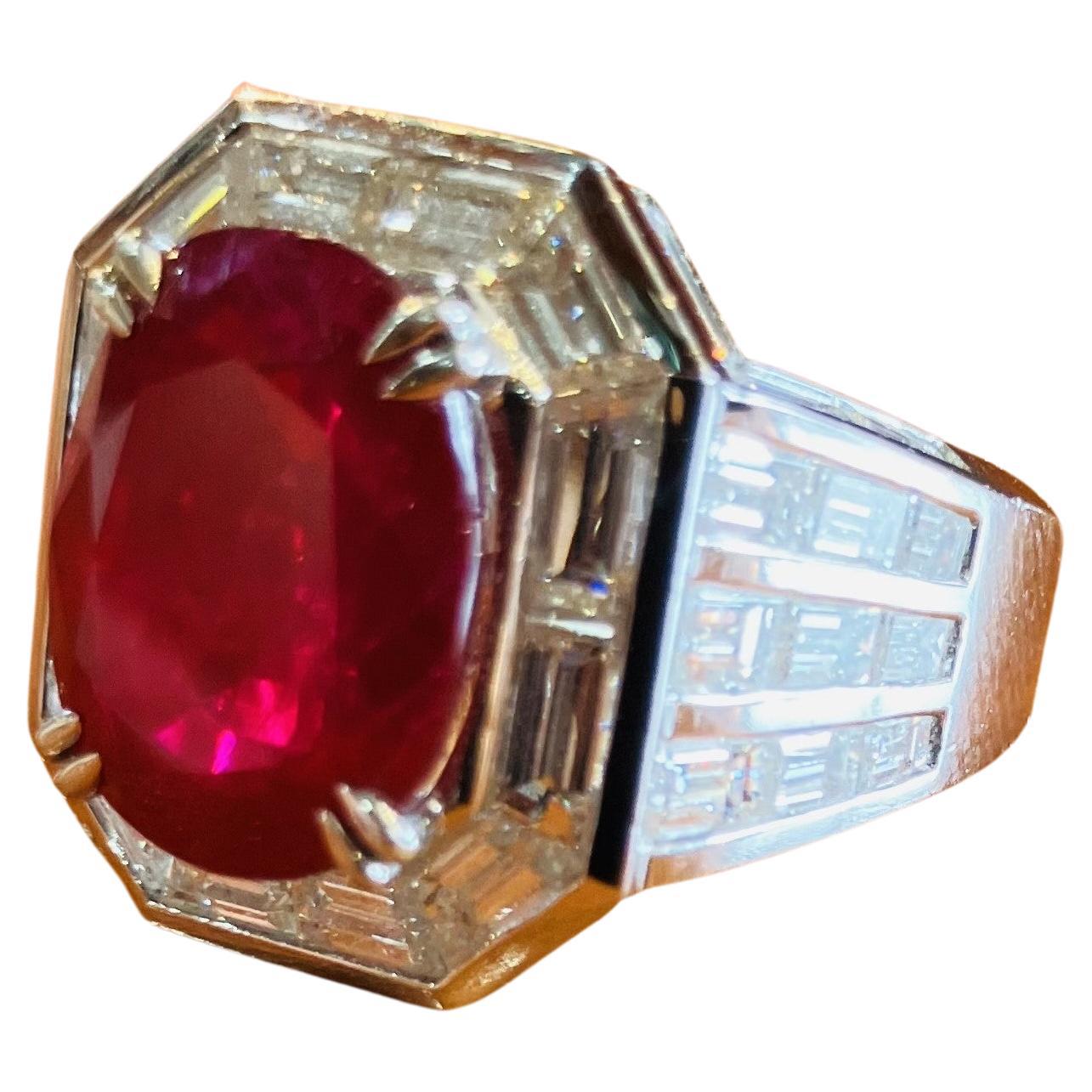 Magnificent Made for a Saudi Prince Ruby and Diamond Ring.  GIA Certified  South African Ruby weighting aproxiamtly 10.08 Carats with aproxiamtly 8.33 carats of Dimaonds  