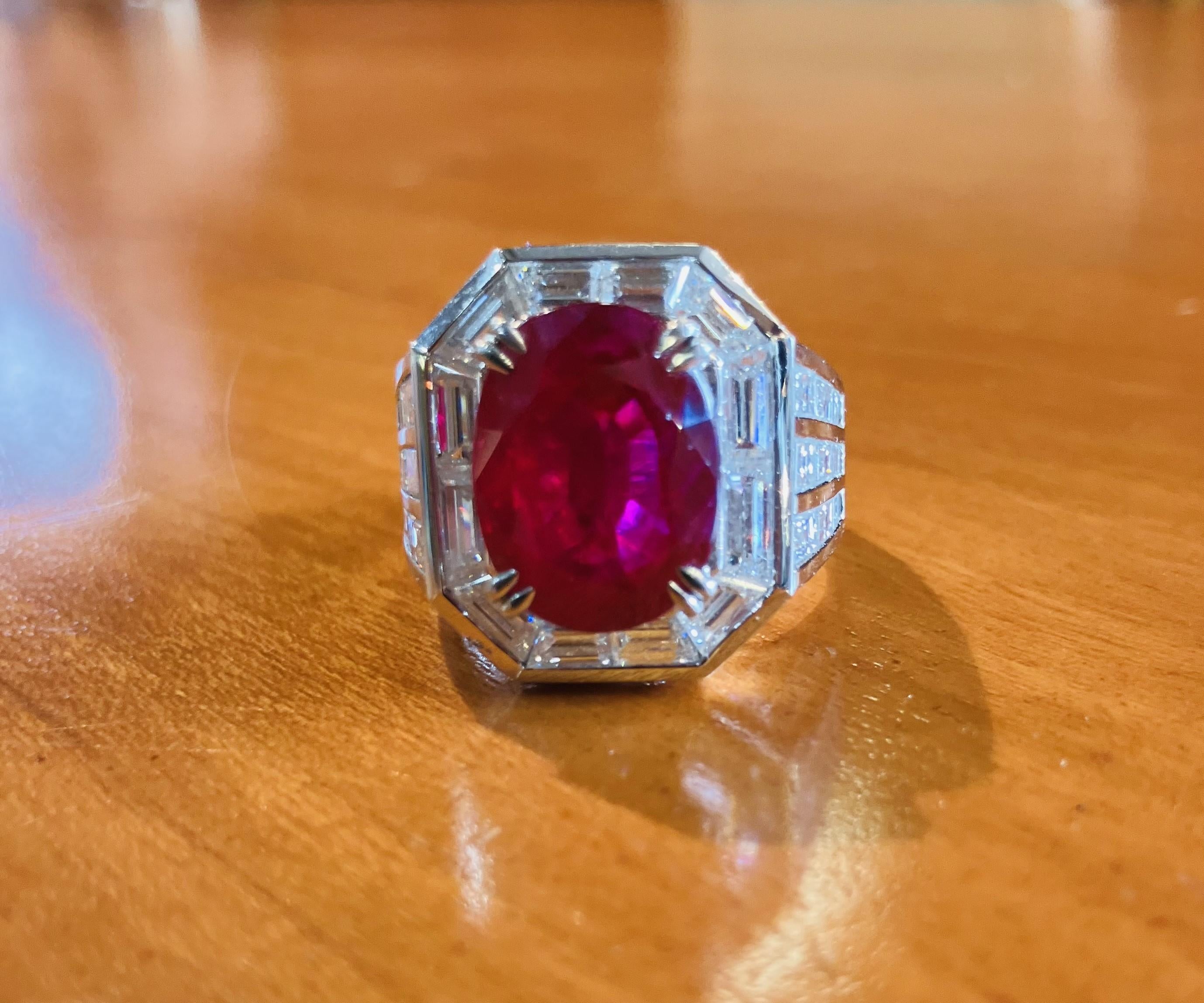Modern From a Saudi Priince GIA Certified Ruby and Dimaond Ring by LR For Sale