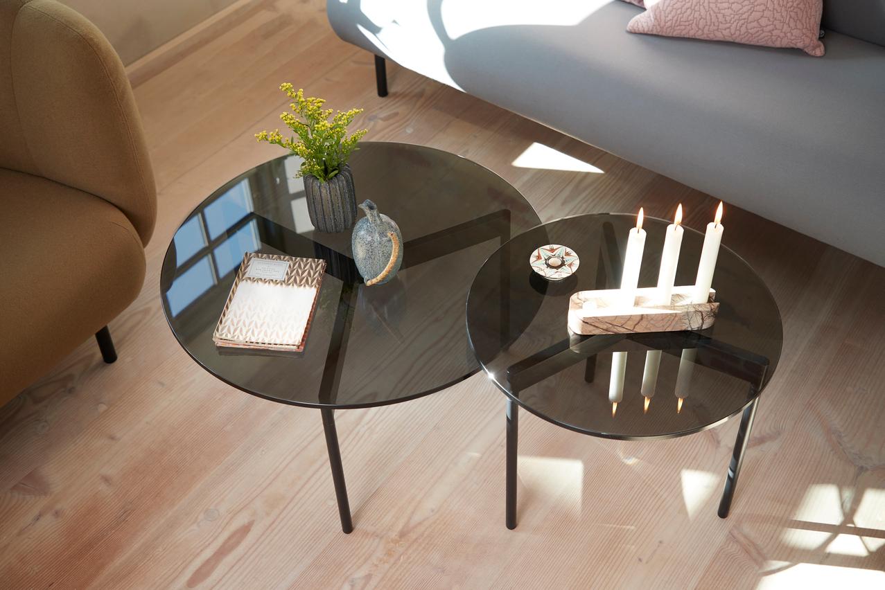 From Above Side Table Smoke Brown Glass Rusty Red by Warm Nordic In New Condition For Sale In Geneve, CH