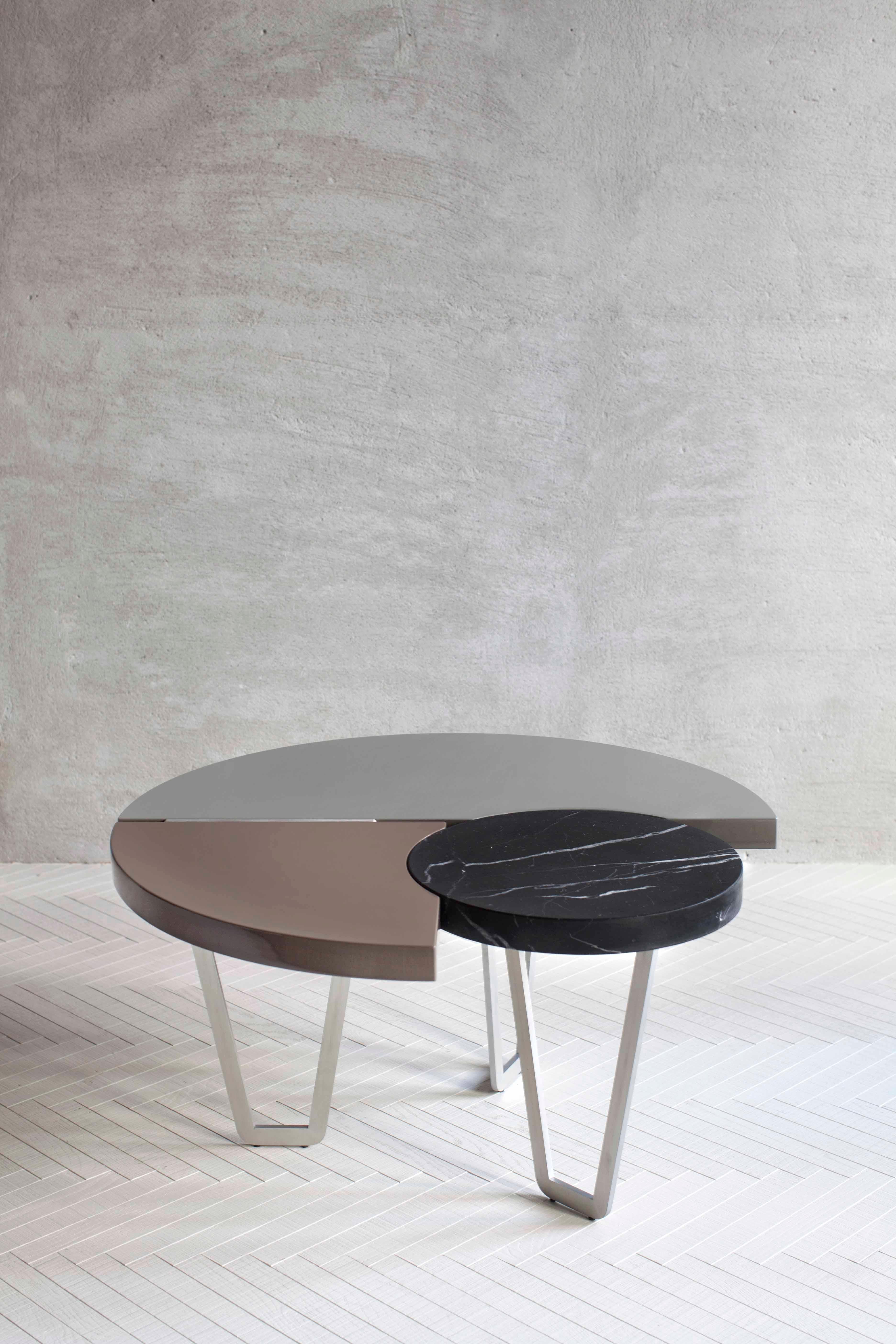 Other From Above Table with Black Marquinia Marble and Lacquered Wood, Made in Italy For Sale