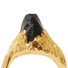 From Ararat 1 Hand-Sculpted Ring in 18K Gold Plate & Obsidian by Marion Fillancq
