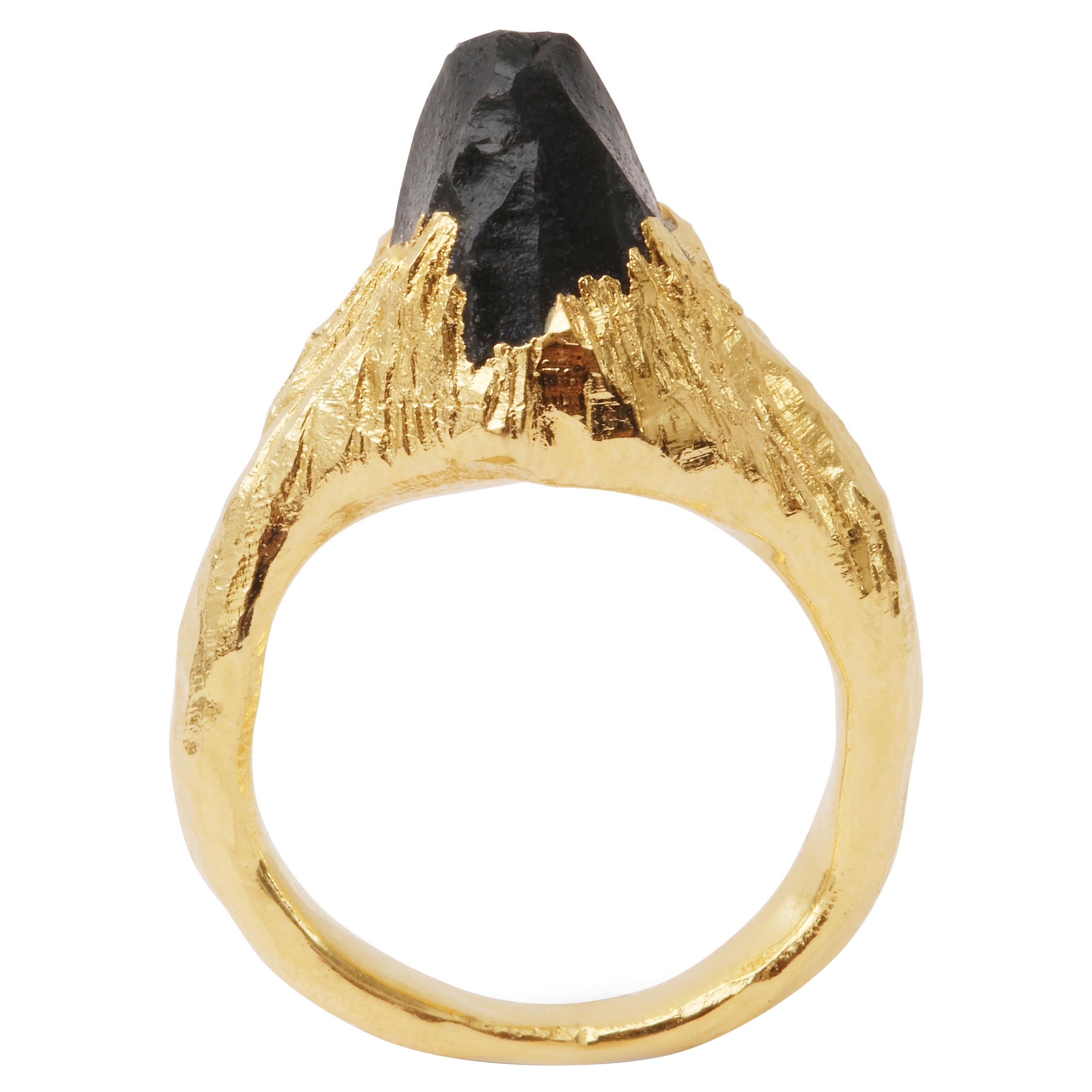 From Ararat 1 Hand-Sculpted Ring in 18K Gold Plate 
Obsidian by Marion Fillancq