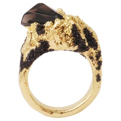 From Ararat 2 Hand-Sculpted Ring in 18K Gold Plate 
Obsidian by Marion Fillancq