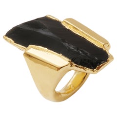 From Ararat 3 Hand-Sculpted Ring in 18K Gold Plate 
Obsidian by Marion Fillancq