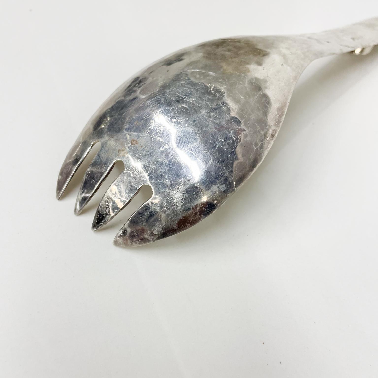 From CANADA by ACME Inuit Totem Salad Server Fork Vintage Hammered Silverplate 4