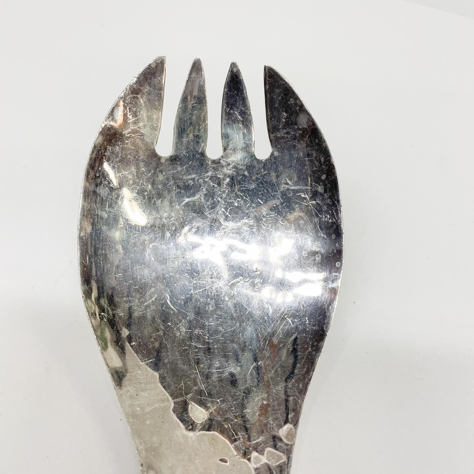 Silver Plate From CANADA by ACME Inuit Totem Salad Server Fork Vintage Hammered Silverplate