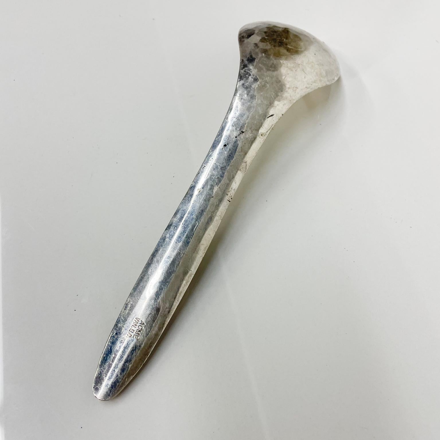 From CANADA by ACME Inuit Totem Salad Server Fork Vintage Hammered Silverplate 2