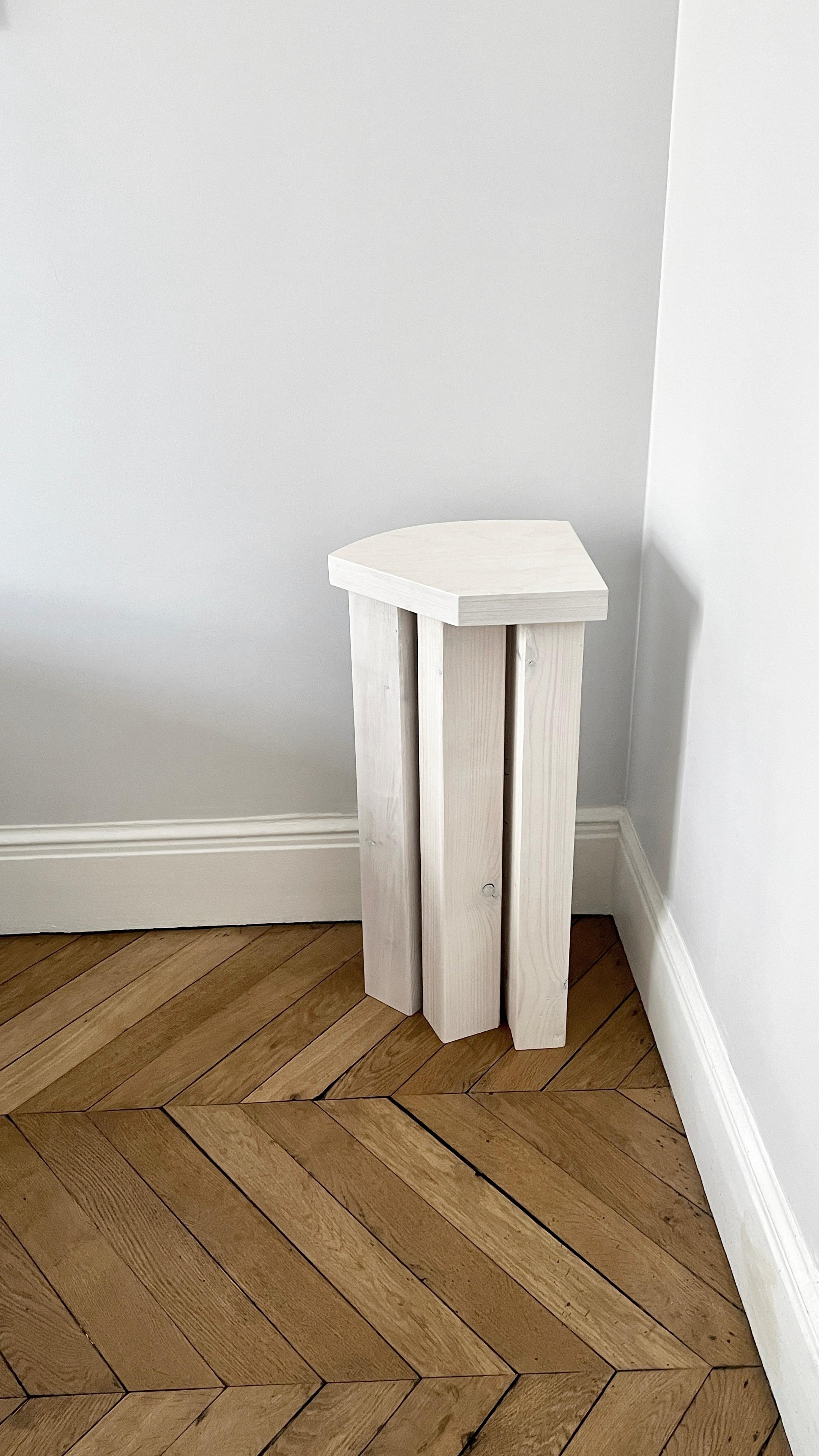 Brutalist Form Entryway White Wood Table by Goons For Sale