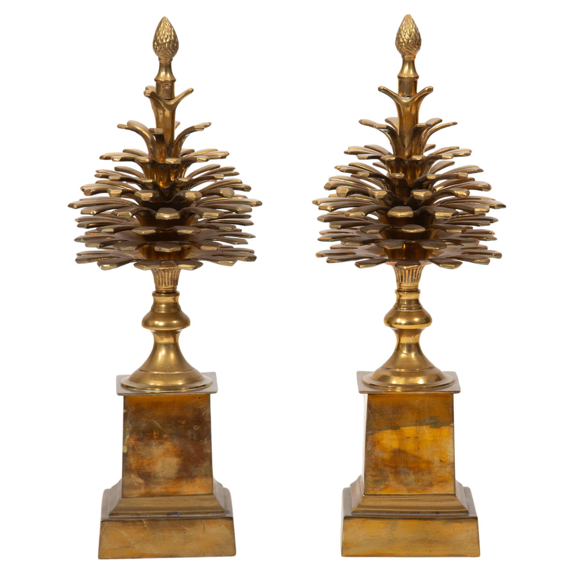 From Forest to Form: Pair of Mid-19th Century Brass Pinecone Sculptures